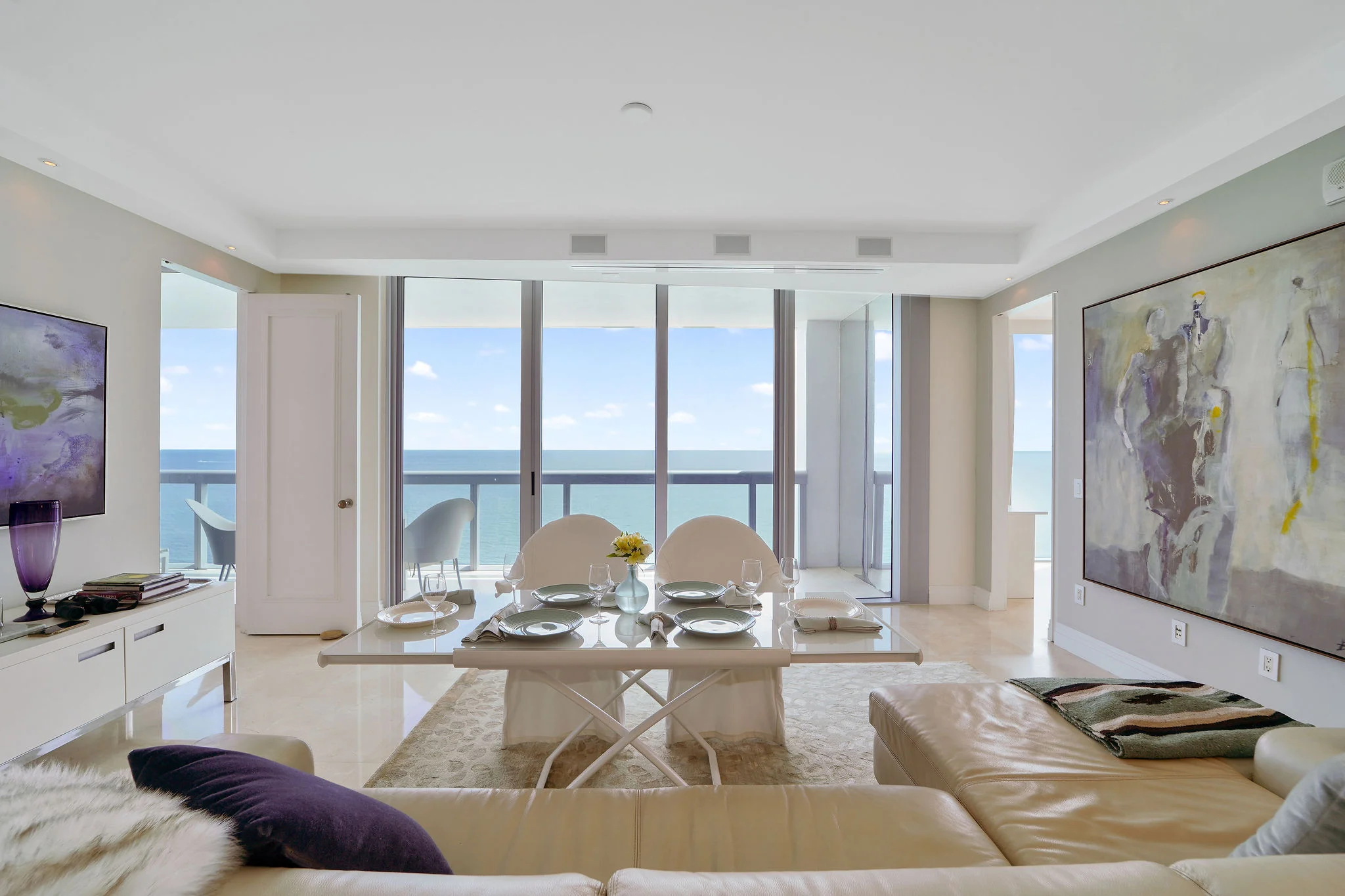 living room facing ocean
